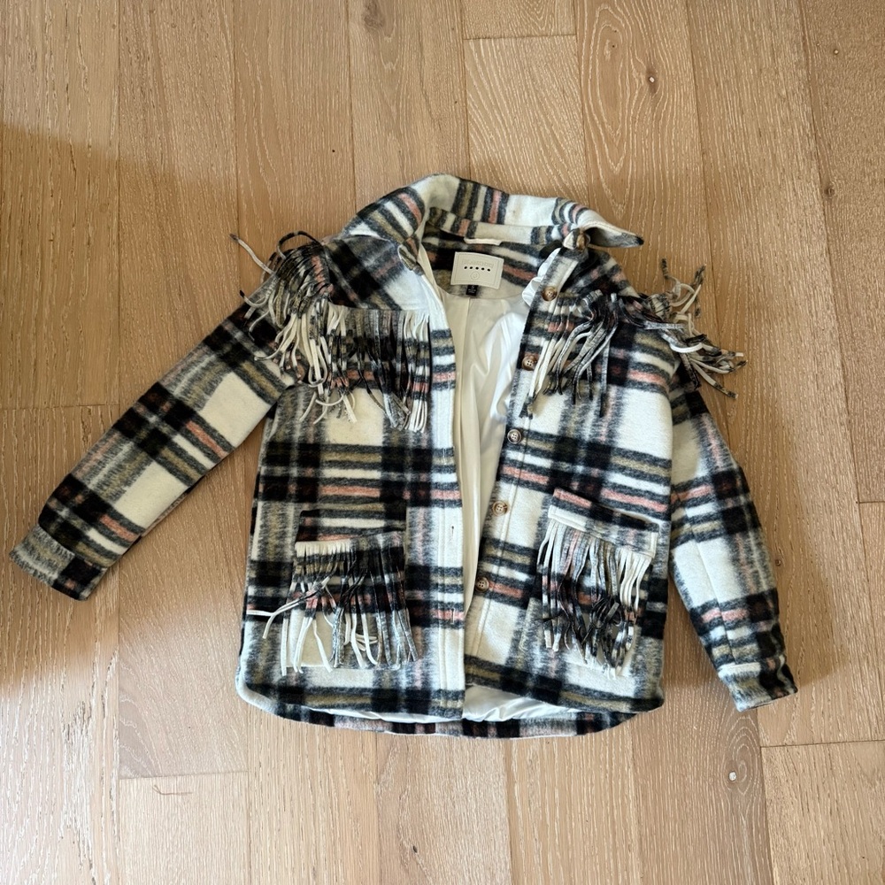 Blank NYC Plaid Jacket with Fringe